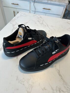 Puma Black Sneakers with Red Stripes - Men's Low-Top Serv Pro lite